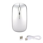 Langaton hiiri 2.4G Ergonominen Dual Mode LED-hengitysvalo 500mAh ladattava akku Säädettävä DPI Office Mouse Hopea