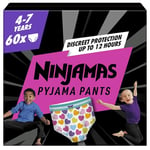 Pampers Ninjamas Pyjama Pants Unisex Hearts, 4-7 Years, 60 Pyjama Pants, 17kg - 30kg, All-Night Leak Protection