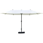 Outsunny - Parasol de jardin xxl parasol grande taille 4,6L x 2,7l x 2,4H cm ouverture fermeture manivelle acier polyester haute densité crème