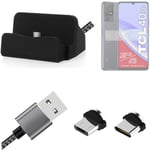 Charging Station for TCL 40 SE + USB-Typ C u. Micro-USB-Adapter
