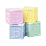 Culpitt Baby Blocks Cake Toppers, 4 Piece Cake Decoration, Mulicoloured B-A-B-Y Blocks For Baby Shower, Christening, Birthday, Food Safe