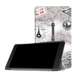 Lenovo Tab 7 Essential kuvioitu nahkainen flip suojakotelo - Eiffel Torni ja Kartta Monivärinen