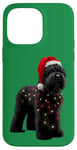 Coque pour iPhone 14 Pro Max Chapeau de Père Noël Terrier Russe Noir Lumières de Noël Propriétaire Chien