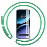 Tumundosmartphone Étui pendentif transparent pour OnePlus Nord 4 5G avec cordon vert d'eau