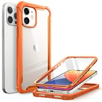 i-Blason Coque iPhone 12 / iPhone 12 Pro 5G (2020) 6,1'' [Série Ares] Protection Intégrale Bumper Antichoc Dos Transparent avec Protecteur d'écran Intégré (Orange)