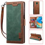 Xiaomi Redmi Note 9 Pro/ Max Retro Case Premium Pu -nahkakuori korttipidikkeen rannehihnalla