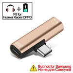 Adaptateur audio de type C vers Jack 3.5mm,séparateur d'écouteurs,Abrters pour Huawei Xiaomi OPPO,connecteurs de téléphone portable USB vers Type C - Type A-Gold