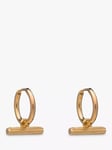 Rachel Jackson London Mini T Bar Huggie Hoop Earrings, Gold