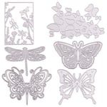 GORGECRAFT 6pcs Metal Frame Cutting Dies Butterfly Dragonfly Carbon Steel Embossing Stencil Template Mould for DIY Card Making Scrapbooking Paper Craft Photo Album