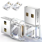 JSAUX Adaptateur USB vers USB-C (Lot de 4), Convertisseur Type-C Femelle à USB-A Mâle avec Charge Rapide 3.1A Compatible avec Apple Watch, iPhone 16 15 14 13 Pro Max, Samsung Galaxy S24 S23-Cristal