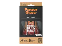 Panzerglass - Skärmskydd För Mobiltelefon - Ultrabred Passning - Glas - Med Sekretessfilter - Ramfärg Svart - För Apple Iphone 15