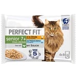 PERFECT FIT Repas pour Chat Senior 7+ Stérilisé - 52 Sachets Fraîcheur (Lot de 13 Packs de 4x85g) - Pâtée pour Chat en Sauce à la Dinde / aux Poissons blancs - Nourriture Equilibrée pour un Coeur Sain