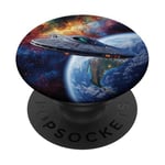 Conception de vaisseau spatial Sci-Fi explorant la galaxie PopSockets PopGrip Adhésif