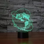 3D fisk nattljus illusion lampa 7 färger förändring LED touch U