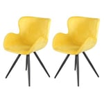 Lot de 2 chaises style scandinave velours jaune et métal noir - LOTUS