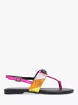 Kurt Geiger London Kids' Mini Kensington Leather Flat T-Bar Sandals, Multi