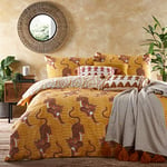 furn. Tibetan Tiger King Duvet Cover Set, Cotton, Polyester, Mustard