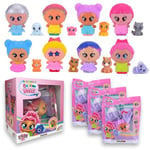 Sbabam FUNNY BOX Doki Doki Squishy Dolls, Squishy Doll avec chiot, pack de 3 pièces, poupées pour filles avec robe, carte postale et passeport-Jeux pour enfants en kiosque et idées cadeaux pour filles