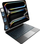 Clavier Pour Ipad Pro 13 Pouces M4 2024 Avec Design Magnétique Flottant, Pavé Tactile Multi-Touch, Rétroéclairage À 7 Couleurs, Magic Keyboard, Azerty,Noir