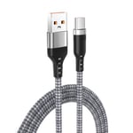 Long USB C Cable 3m, USB A to USB Type C Fast Charging Charger Lead Nylon Braided Compatible with Samsung Galaxy S20 S10 S9 S8 Plus (Grey)