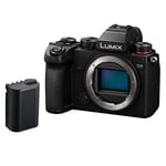 Panasonic LUMIX DC-S5 S5 Full Frame Mirrorless Camera, 4K 60P Video Recording with Flip Screen and Wi-Fi, 5-Axis Dual I.S, (Black), Plus Additional Battery Pack