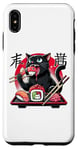 Coque pour iPhone XS Max Chat noir mangeant des sushis Anime drôle chat amateur de sushi