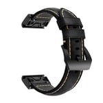 Garmin Fenix 5X - Äkta läder armband Passar handled omkrets 135-225mm Svart