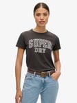 Superdry Athletic Essentials Graphic Fitted T-Shirt, Bison Black Slub