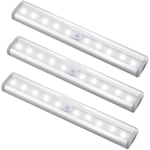 Rörelsedetektor Ljuslist, (10 LED, 3-pack) Garderob Trådlös Lampa