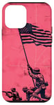 Coque pour iPhone 12 mini Rose Pop Art Floral Iwo Jima Drapeau Américain Levage