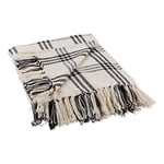 DII Modern Farmhouse Plaid Collection Plaid en Coton à Franges Blanc/Noir 127 x 152 cm