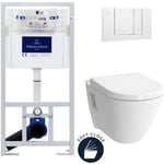 Pack wc bâti-support + Cuvette Vitra S50 + Abattant softclose + Plaque blanche (ViConnectS50-2) - Villeroy&boch