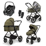 MOON green Pebble Essential Clicc barnevognskolleksjon 2024 moss melange inkl. MAXI COSI bilbarnestol 360 Black