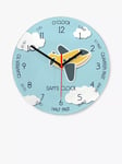 Treat Republic Kids' Personalised Aeroplane Glass Wall Clock, 20cm, Blue