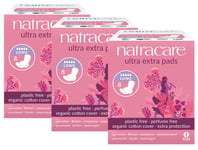 Natracare Organic Cotton Ultra Extra Pads Long 8 Pads (Pack of 3) - Plastic Free