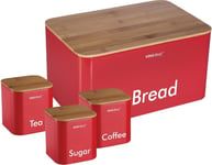 Kinghoff Bamboo And Steel Bread Box With Containers (Kh-1085)