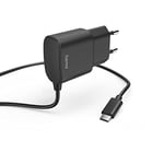 Hama Chargeur Secteur USB-C (Bloc Secteur USB-C, câble 1m, 12W, 5V/ 2.4A, Adaptateur Secteur Universel, Chargeur Replacement pour Samsung Galaxy, Sony, Xiaomi, Huawei, LG, HTC) Noir