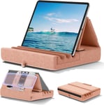 Coussin de Support pour Tablette, Support Ipad Pliable pour Lit, Genoux, Bureau - Oreiller Repose Tablette avec Pochette & Support de Stylet pour Ipad Pro 12.9 10.5 9.7 Air Mini 6 5 4, Pêche