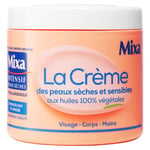 Mixa Intensif Peaux Sèches - La Crème des Peaux Sèches et Sensibles - Multi Usage Visage, Corps, Mains, Pieds - Nourrit 24h et Apaise - Pénétration Rapide - Hypoallergénique - Pot 400 ml