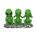 Nemesis Now Three Wise Martians 16cm See No Hear No Speak No Evil Alien Figurines, Green