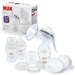 Kit tire-lait manuel NUK | Coussinet en silicone souple | Levier ergonomique | 2 biberons Perfect Match | 150 ml | 2 pads jetables haute performance NUK