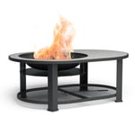 Merano Circolo L brasero 3 en 1 avec fonction barbecue utilisable comme table 122 x 87 cm