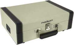 MAD-RETROCASE-CR - Mallette tourne-disque (33, 45, 78 tours) rétro avec haut-parleurs intégrés, Bluetooth, USB, SD - Adaptateur 45 tour inclus - Crème beige