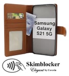 Skimblocker Plånboksfodral Samsung Galaxy S21 5G (SM-G991B) (Brun)