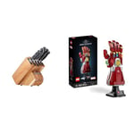 Sabatier Edgekeeper Knife and Acacia Wood Block Set, Self-Sharpening Knives, Set Includes Chef & Lego 76223 Marvel Nano Gauntlet, Iron Man Model with Infinity Stones