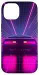 Coque pour iPhone 14 JDM Voiture Rétro Années 80 Synthwave Lumières Rétro Voiture