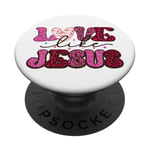 Love Like Jesus Heart Leopard Sparkle PopSockets Adhesive PopGrip