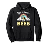 Life Is Better With Bees Rainbow Pullover Hoodie