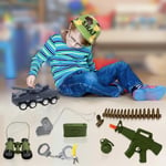 Kids Army Tank 11 PCs Combat Mission Play Set Military Helmet Weapon Gift Toy