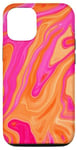Coque pour iPhone 14 Motif tendance en forme de marbre rose et orange